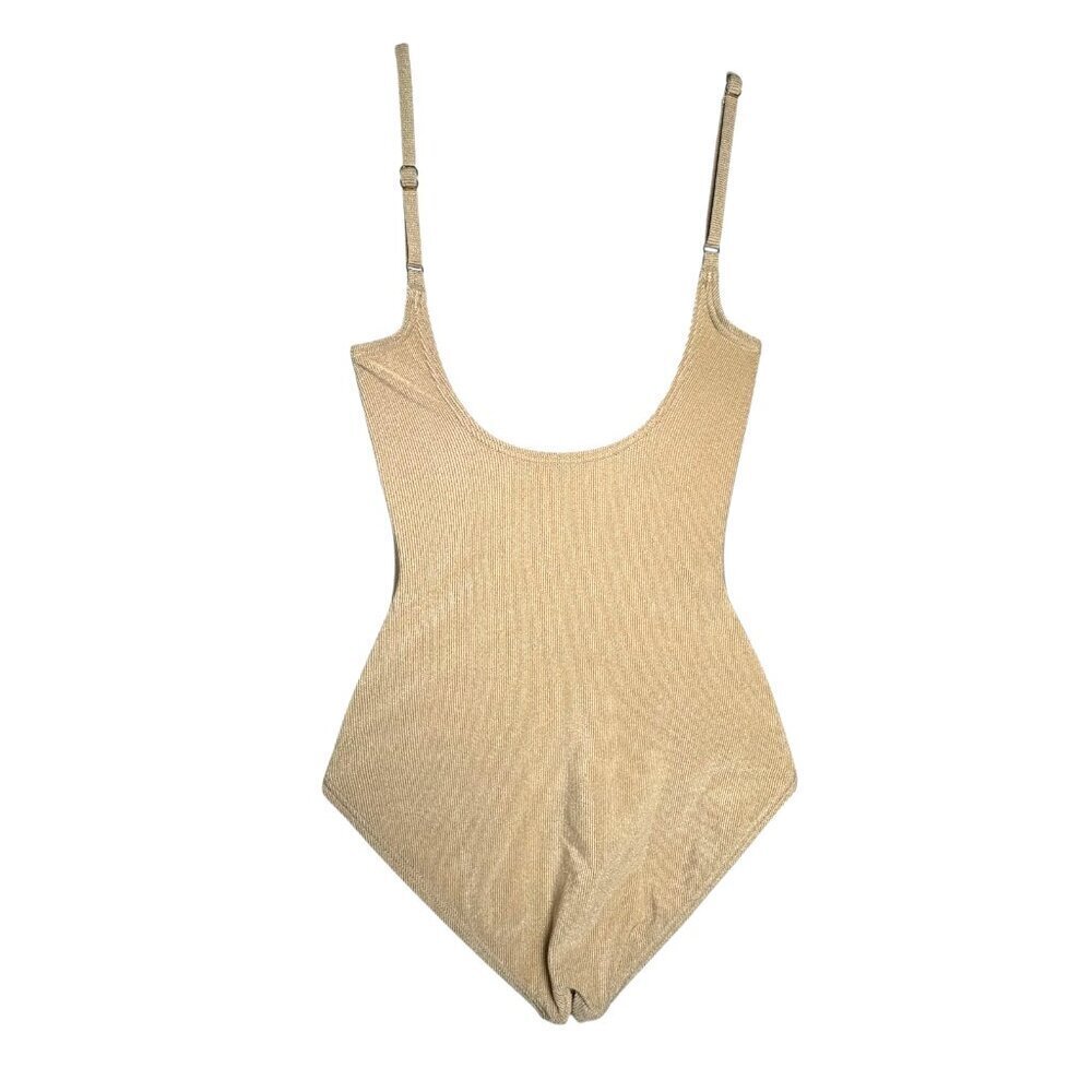 Michael Kors nude tone one piece swimsuit size 6 adjustable straps - Picture 3 of 9